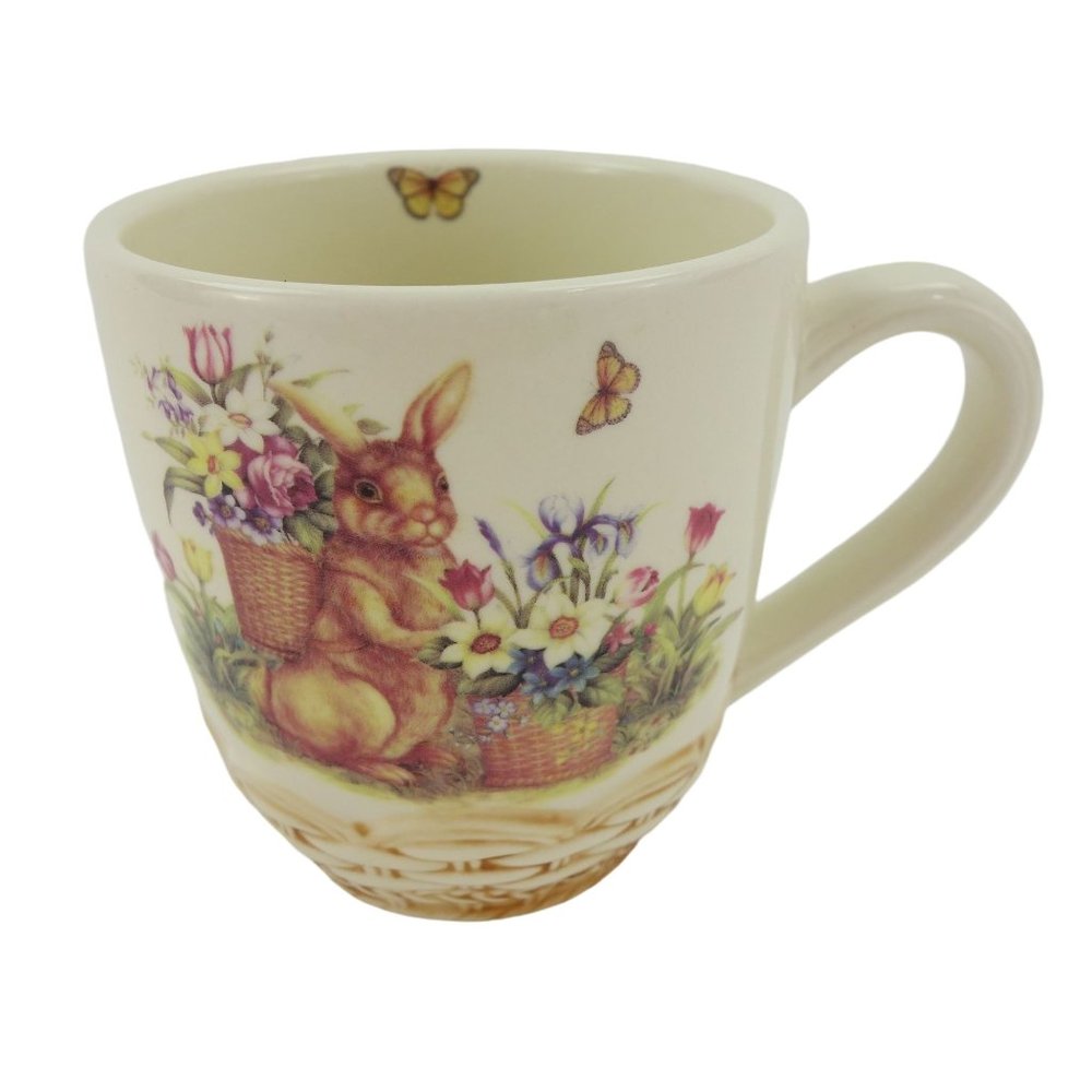 Cracker Barrel Easter Treasures Bunny Butterfly Flowers Basket Spring Coffee Cup